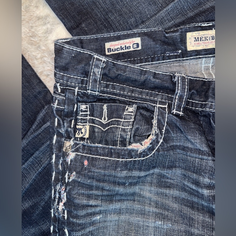 Meraki Denim Buckle Straight Cut 2000s jeans